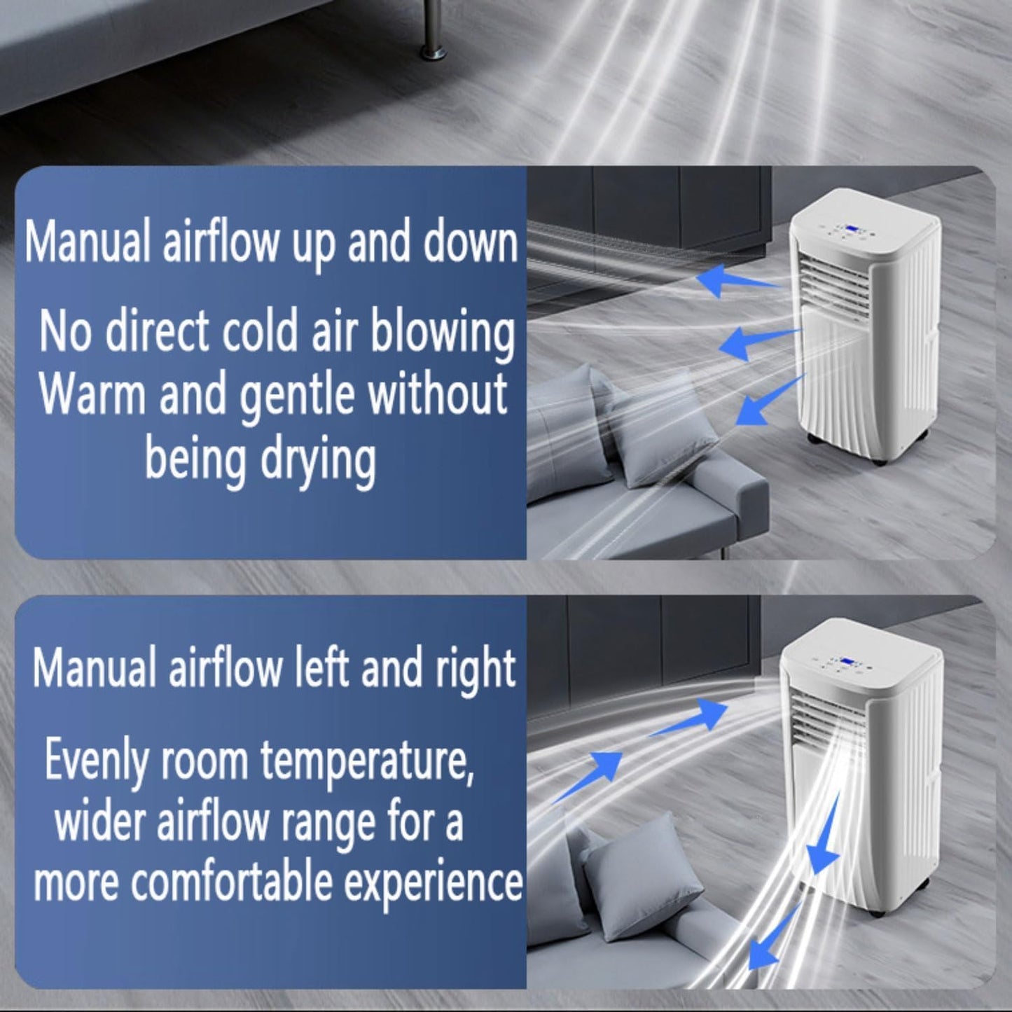 Climatiseur portable, unité de refroidissement compacte avec déshumidificateur, ventilateur, télécommande pour chambre, bureau, voiture – Refroidisseur oscillant pour intérieur et extérieur