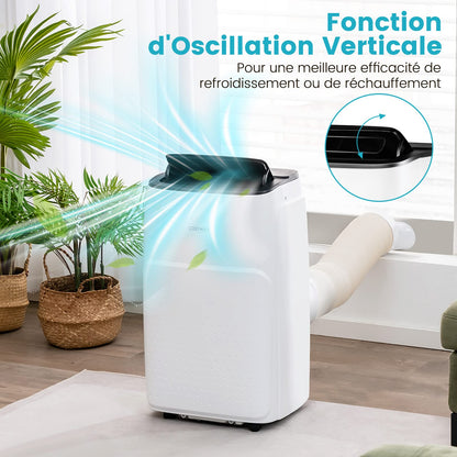 COSTWAY Climatiseur Mobile Silencieux 16000BTU, 5 EN 1,Refroidissement,Chauffage,Ventilateur,Déshumidificateur,Mode Nuit,Climatisation Rapide,Clim Mobile