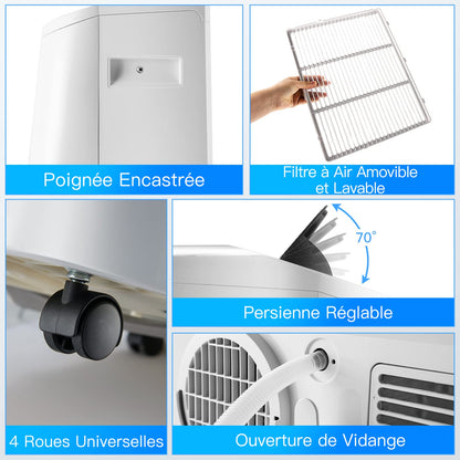 COSTWAY Climatiseur Mobile Silencieux 16000BTU, 5 EN 1,Refroidissement,Chauffage,Ventilateur,Déshumidificateur,Mode Nuit,Climatisation Rapide,Clim Mobile