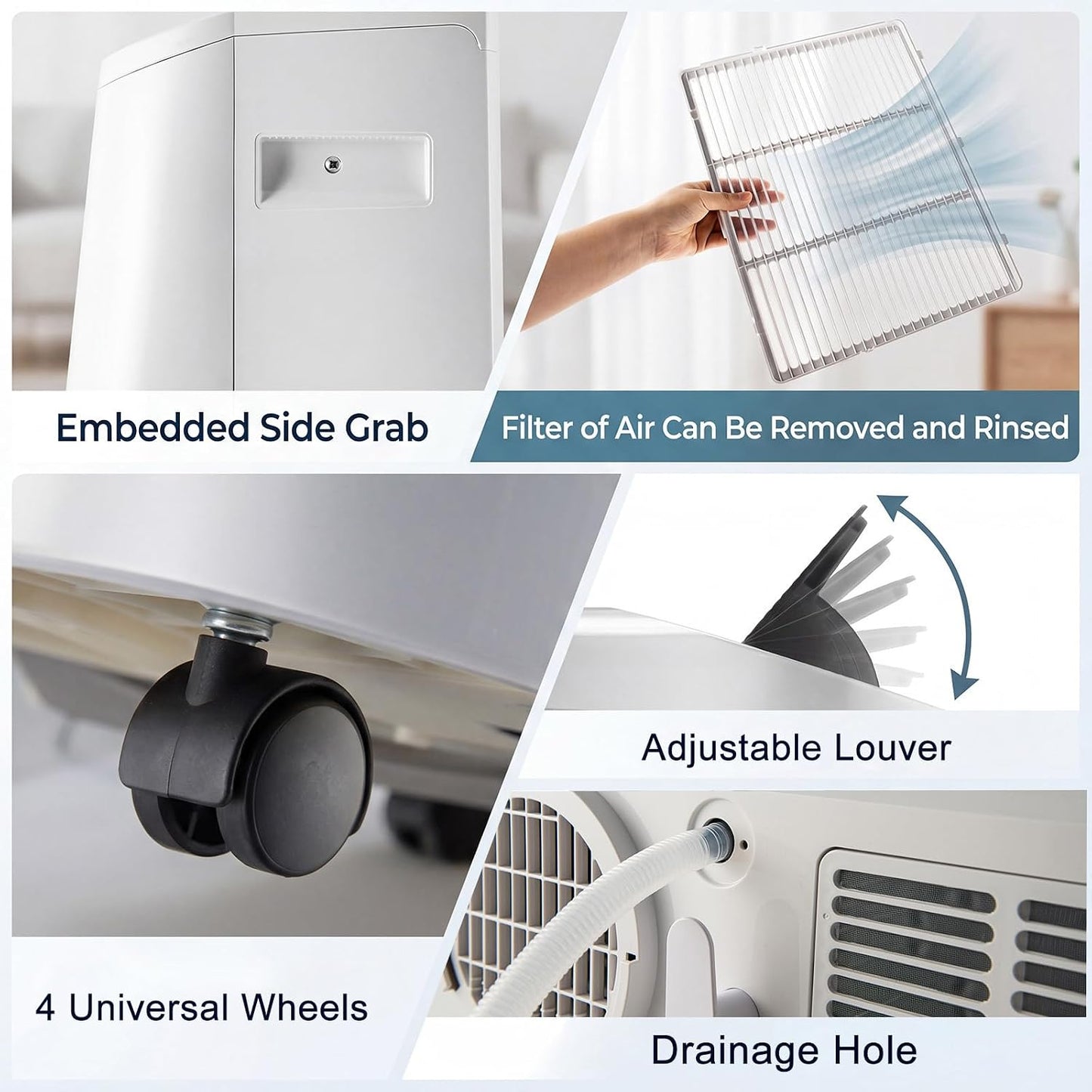 LIFEZEAL Climatiseur Mobile, Climatiseur Portable avec Fonctions Refroidissement, Chauffage, Déshumidification et Ventilation, Télécommande/Wi-Fi, Minuterie 24H (Style4-12000 BTU)