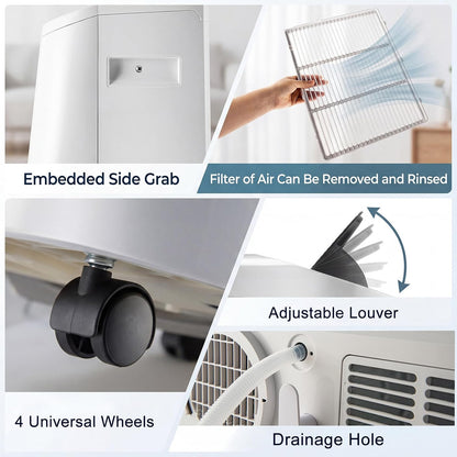 LIFEZEAL Climatiseur Mobile, Climatiseur Portable avec Fonctions Refroidissement, Chauffage, Déshumidification et Ventilation, Télécommande/Wi-Fi, Minuterie 24H (Style4-12000 BTU)