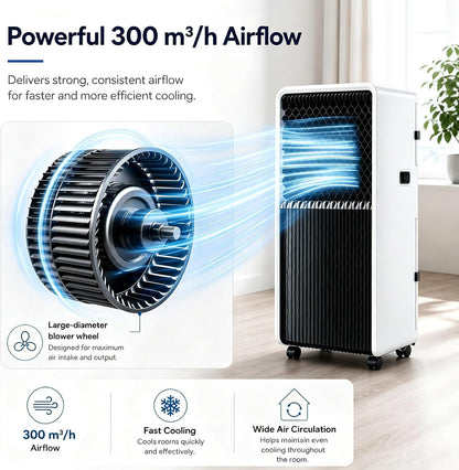 Climatiseur Portable 12000 BTU avec Télécommande Unité AC Mobile 3 en 1 pour Salon Bureau À Domicile Salle De Sport Garage Refroidissement Rapide pour Grands Espaces Jusqu'à 320 M² 12000BTU