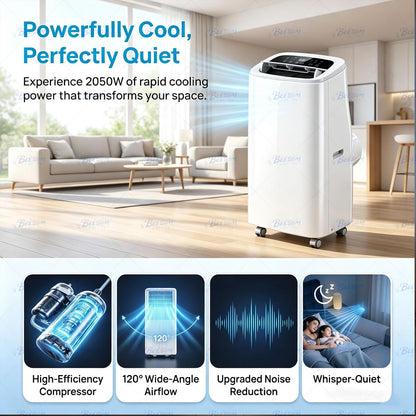 Clim Mobile 18000 Btu Refroidissement Chauffage 9000BTU | Déshumidification Ventilation, Débit Air élevé, Structure Robuste Adapté Salon Grande Pièce Domestique