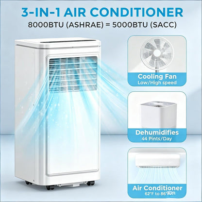 Climatiseur Portable avec télécommande et roulettes 18000BTU | Climatiseur mobile sur pied ; poignée ergonomique ; pour un refroidissement flexible d'une pièce à l'autre