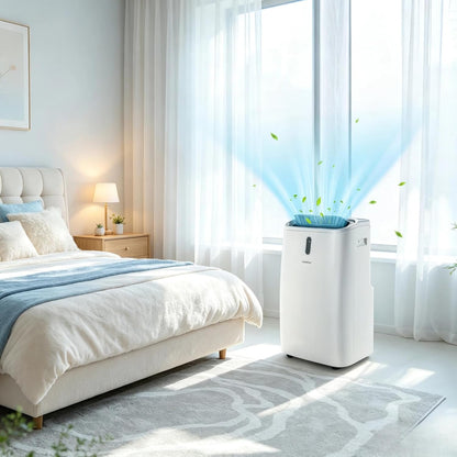 KOMFOTTEU Climatiseur Mobile Silencieux, 16000BTU, Minuterie & Télécommande | Climatiseur Mobile avec Évacuation, 4 Modes, 3 Vitesses, 5 en 1 Rafraichisseur d'Air, Pour Pièces 45-50㎡, WIFI, Contrôle APP