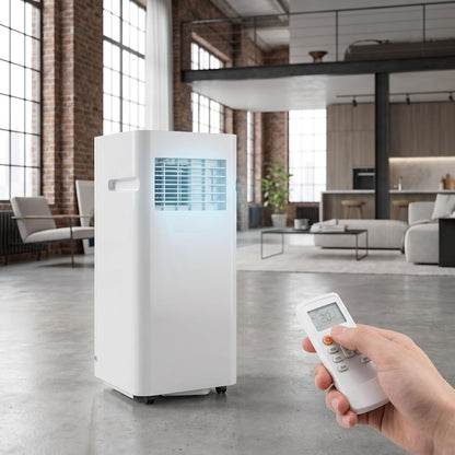 Climatiseur portable 12 000 BTU, refroidissement et déshumidificateur efficaces, fonctionnement silencieux, affichage numérique, kit d'installation de fenêtre, minuterie de 24 heures pour 300 m²