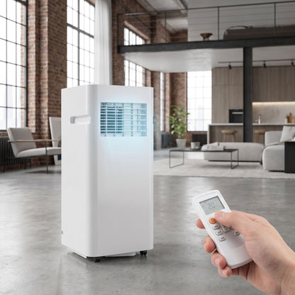 Climatiseur portable 12 000 BTU, refroidissement et déshumidificateur efficaces, fonctionnement silencieux, affichage numérique, kit d'installation de fenêtre, minuterie de 24 heures pour 300 m²
