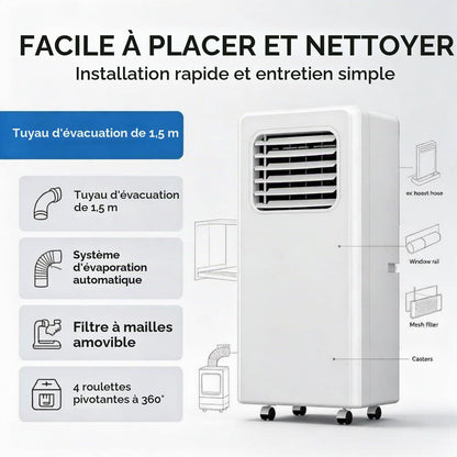 Climatiseur Portable, unité de climatisation puissante 18000BTU | Climatiseur sur pied haute performance ; refroidit jusqu'à 51 m² ; climatiseur portable pour salon et salle de sport.