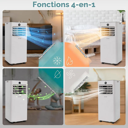 SereneLife Climatiseur Mobile 7000 BTU avec Chauffage, Jusqu'à 31 m² – Silencieux 55 dB, Déshumidificateur, Ventilateur, Télécommande et Écran LED