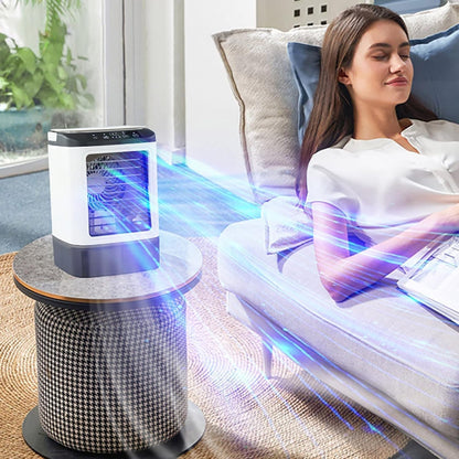 Climatiseur Mobile 2026 sans Évacuation, 4 Vitesses, avec Moule à Glaçons, Brumisation, LED 7 Couleurs et Réservoir 900 ml – Rafraîchisseur d'Air Silencieux (Blanc)