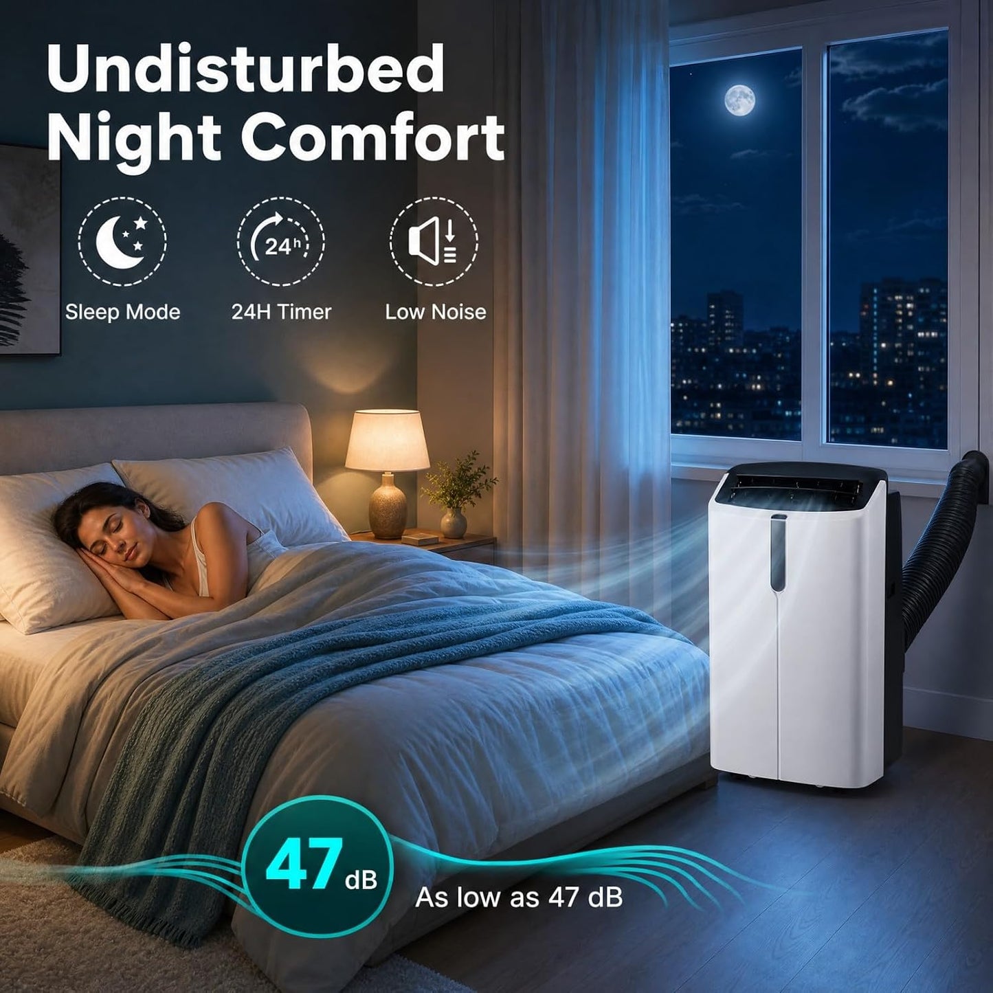 LIFEZEAL Climatiseur Mobile, Climatiseur Portable avec Fonctions Refroidissement, Chauffage, Déshumidification et Ventilation, Télécommande/Wi-Fi, Minuterie 24H (Style4-12000 BTU)