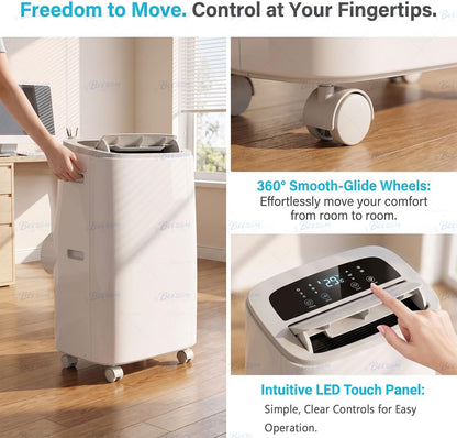 Clim Mobile 18000 Btu Refroidissement Chauffage 9000BTU | Déshumidification Ventilation, Débit Air élevé, Structure Robuste Adapté Salon Grande Pièce Domestique