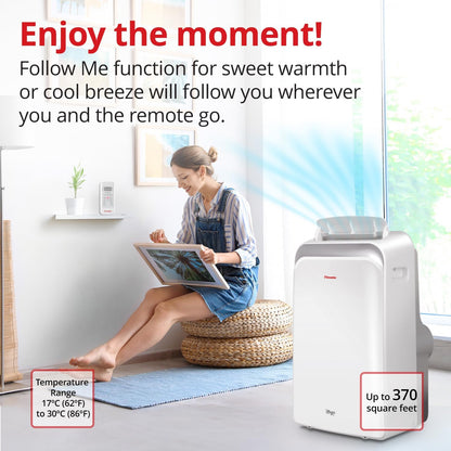 Magic Inventeur Climatiseur portable 12 000 BTU refroidissement, chauffage, déshumidificateur, ventilateur, affichage numérique, télécommande, 3 vitesses, minuterie 24h
