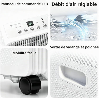 Climatiseur Mobile 2600 W 1.5P | Avec 4 roulettes, puissance de refroidissement de 2600 W (pour des pièces jusqu'à 20–25 m²), 330 × 280 × 680 mm