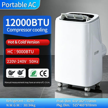 Clim Mobile 18000 Btu Refroidissement Chauffage 9000BTU | Déshumidification Ventilation, Débit Air élevé, Structure Robuste Adapté Salon Grande Pièce Domestique