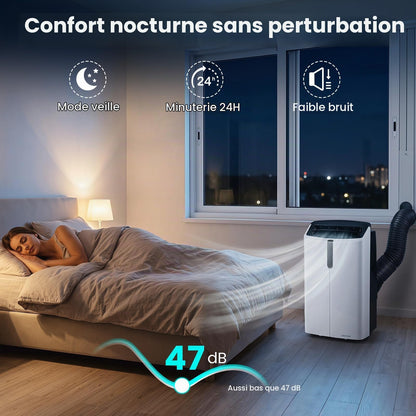 COSTWAY Climatiseur Mobile Silencieux 16000BTU, 5 EN 1,Refroidissement,Chauffage,Ventilateur,Déshumidificateur,Mode Nuit,Climatisation Rapide,Clim Mobile