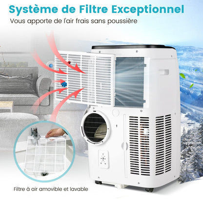 COSTWAY Climatiseur Mobile Silencieux 16000BTU, 5 EN 1,Refroidissement,Chauffage,Ventilateur,Déshumidificateur,Mode Nuit,Climatisation Rapide,Clim Mobile