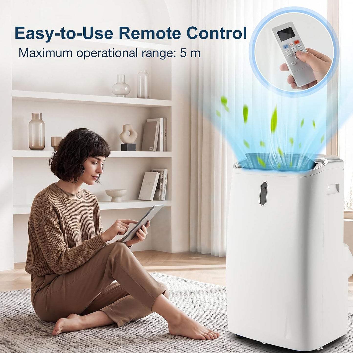 LIFEZEAL Climatiseur Mobile, Climatiseur Portable avec Fonctions Refroidissement, Chauffage, Déshumidification et Ventilation, Télécommande/Wi-Fi, Minuterie 24H (Style4-12000 BTU)