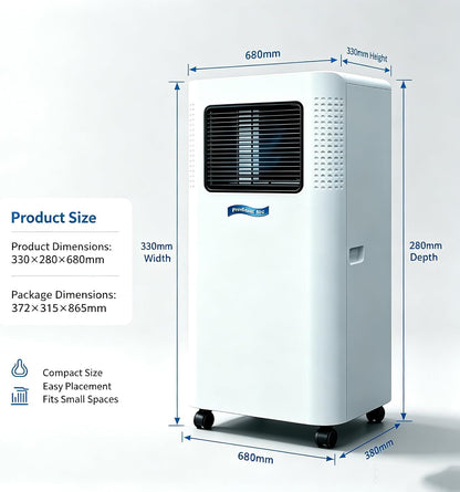 Climatiseur Mobile 2600 W 1.5P | Avec 4 roulettes, puissance de refroidissement de 2600 W (pour des pièces jusqu'à 20–25 m²), 330 × 280 × 680 mm