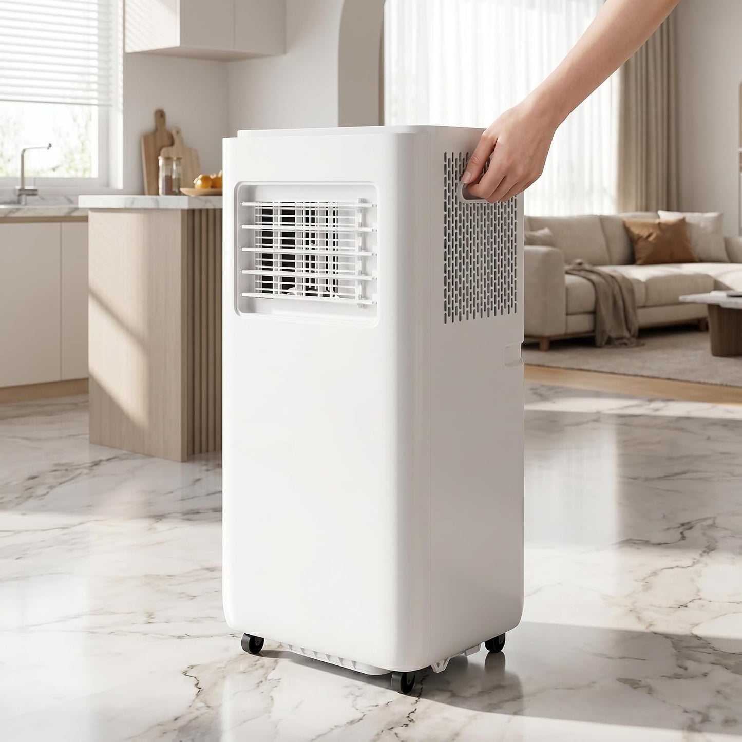 Climatiseur portable 12000 BTU avec télécommande, minuterie 24h, kit d'installation, 2 vitesses, oscillation à 120° pour pièces jusqu'à 300 m²