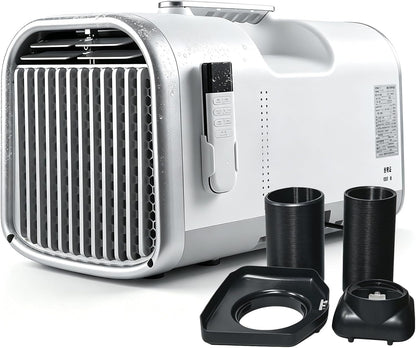 Climatiseur portable 220V à double tuyau, Refroidit vite 5100BTU | Climatiseur mobile 4-en-1 avec refroidissement, déshumidification, ventilation & modes sommeil pour camping, tentes, chambre