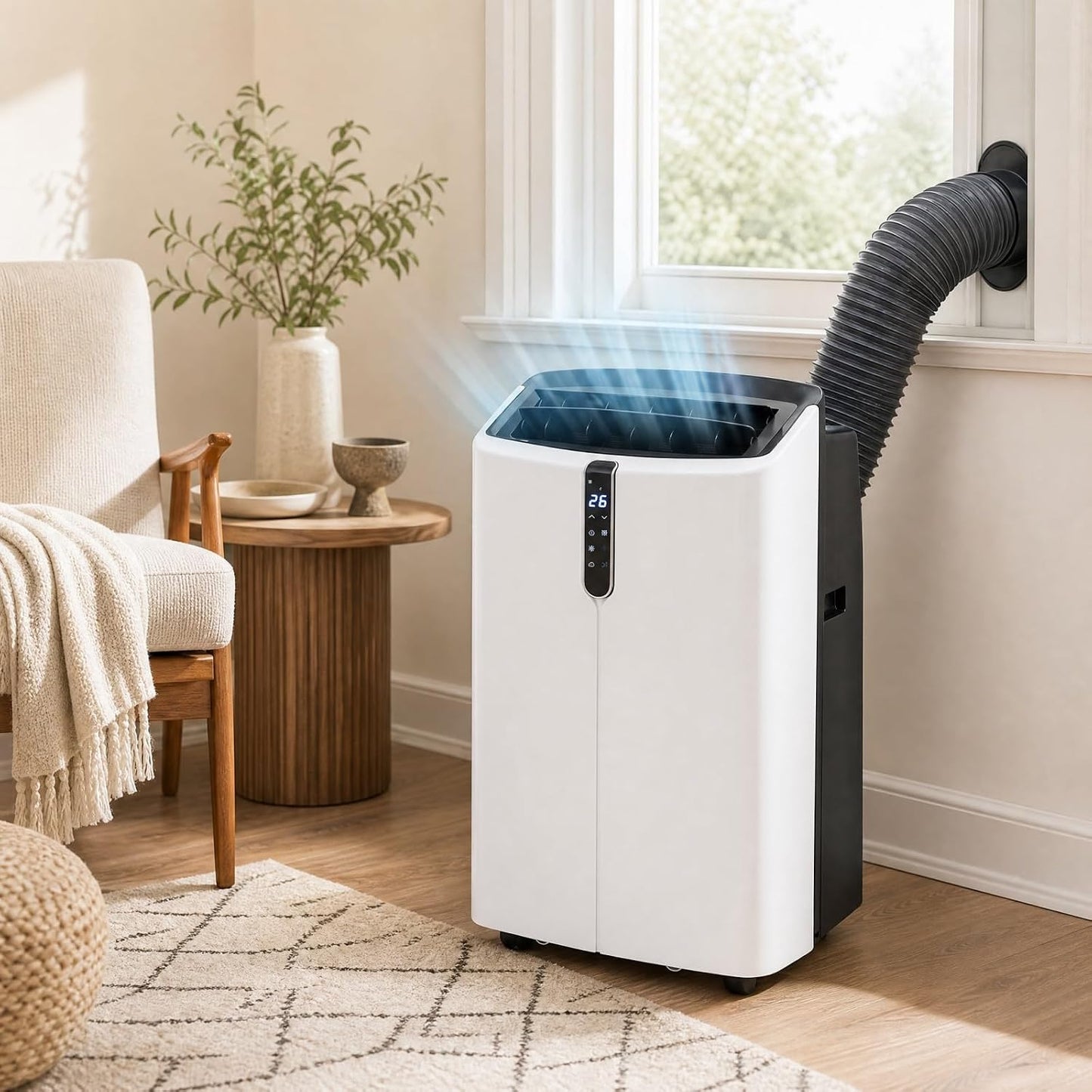 LIFEZEAL Climatiseur Mobile, Climatiseur Portable avec Fonctions Refroidissement, Chauffage, Déshumidification et Ventilation, Télécommande/Wi-Fi, Minuterie 24H (Style4-12000 BTU)