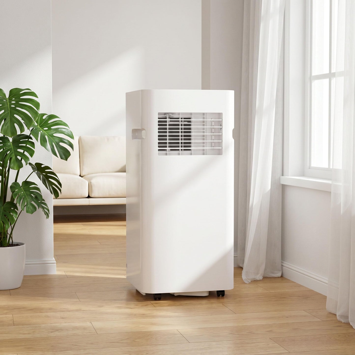 Climatiseur portable 12 000 BTU, refroidissement et déshumidificateur efficaces, fonctionnement silencieux, affichage numérique, kit d'installation de fenêtre, minuterie de 24 heures pour 300 m²