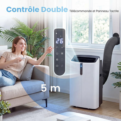 COSTWAY Climatiseur Mobile Silencieux 16000BTU, 5 EN 1,Refroidissement,Chauffage,Ventilateur,Déshumidificateur,Mode Nuit,Climatisation Rapide,Clim Mobile