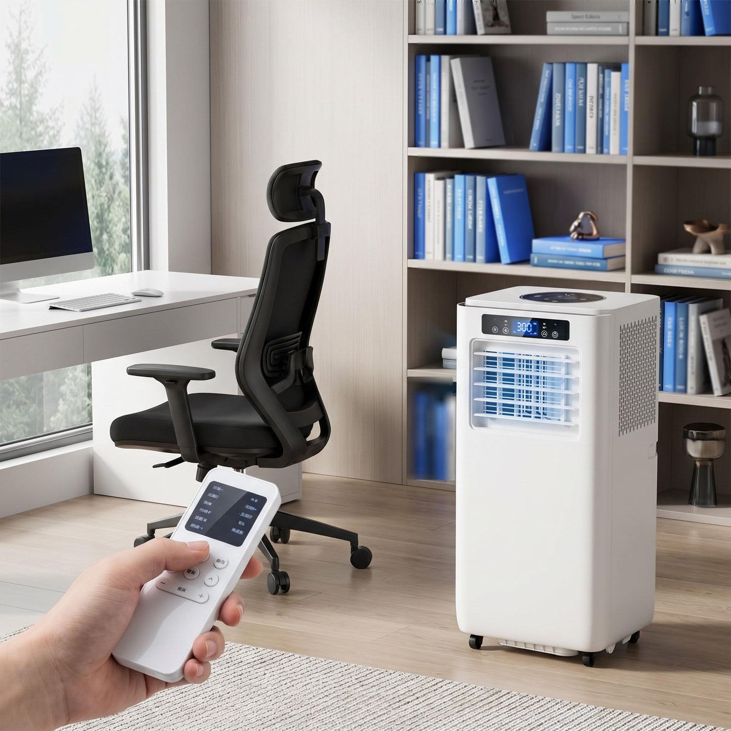 Climatiseur portable 12 000 BTU – Télécommande, minuterie 24 heures, kit d'installation, 2 vitesses, oscillation à 120 ° pour pièces jusqu'à 300 m² de refroidissement