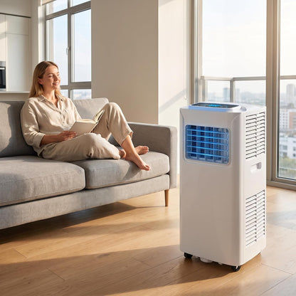 Climatiseur portable 12 000 BTU – Télécommande, minuterie 24 heures, kit d'installation, 2 vitesses, oscillation à 120 ° pour pièces jusqu'à 300 m² de refroidissement