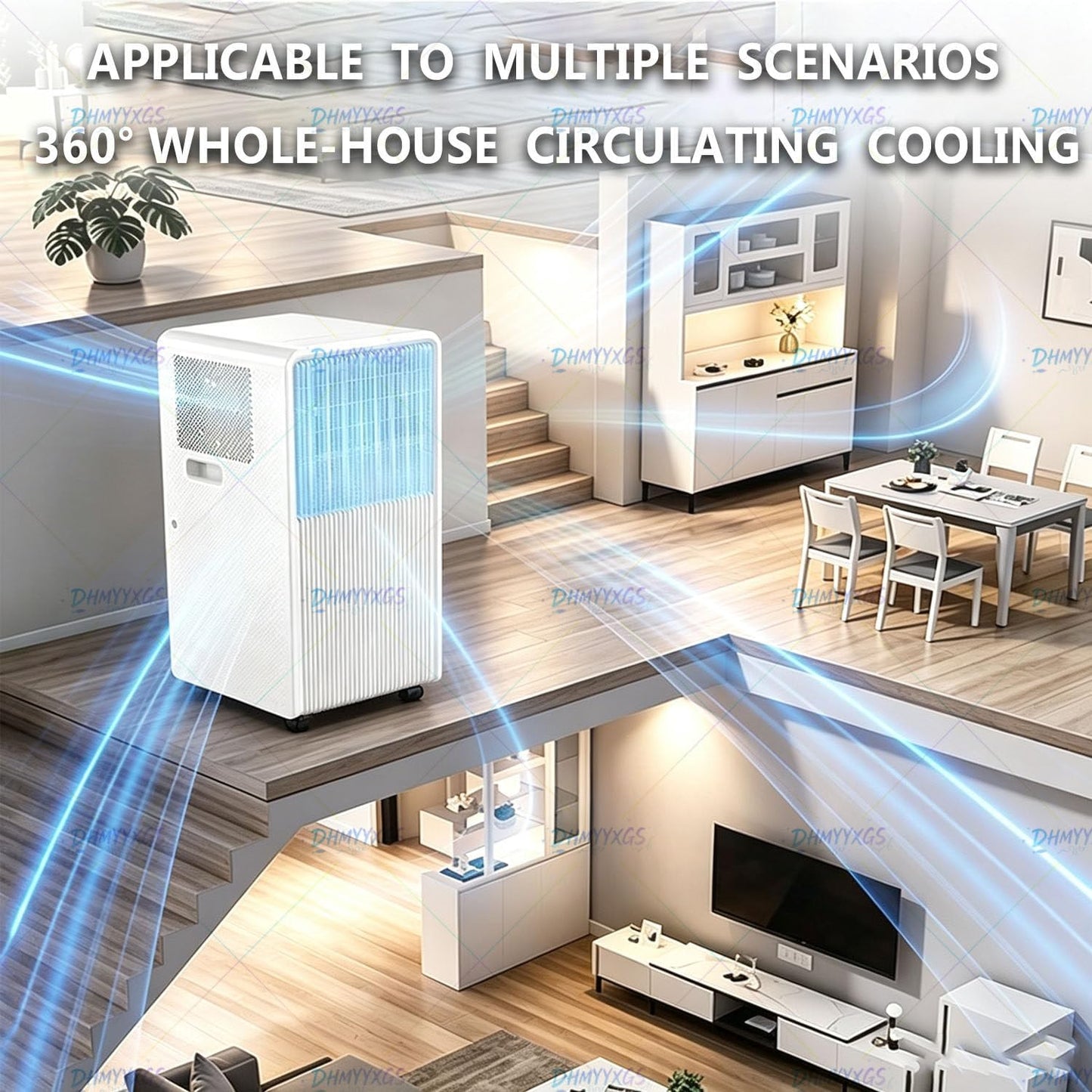 Clim Mobile 18000 Btu Refroidissement Chauffage 9000BTU | Déshumidification Ventilation, Débit Air élevé, Structure Robuste Adapté Salon Grande Pièce Domestique