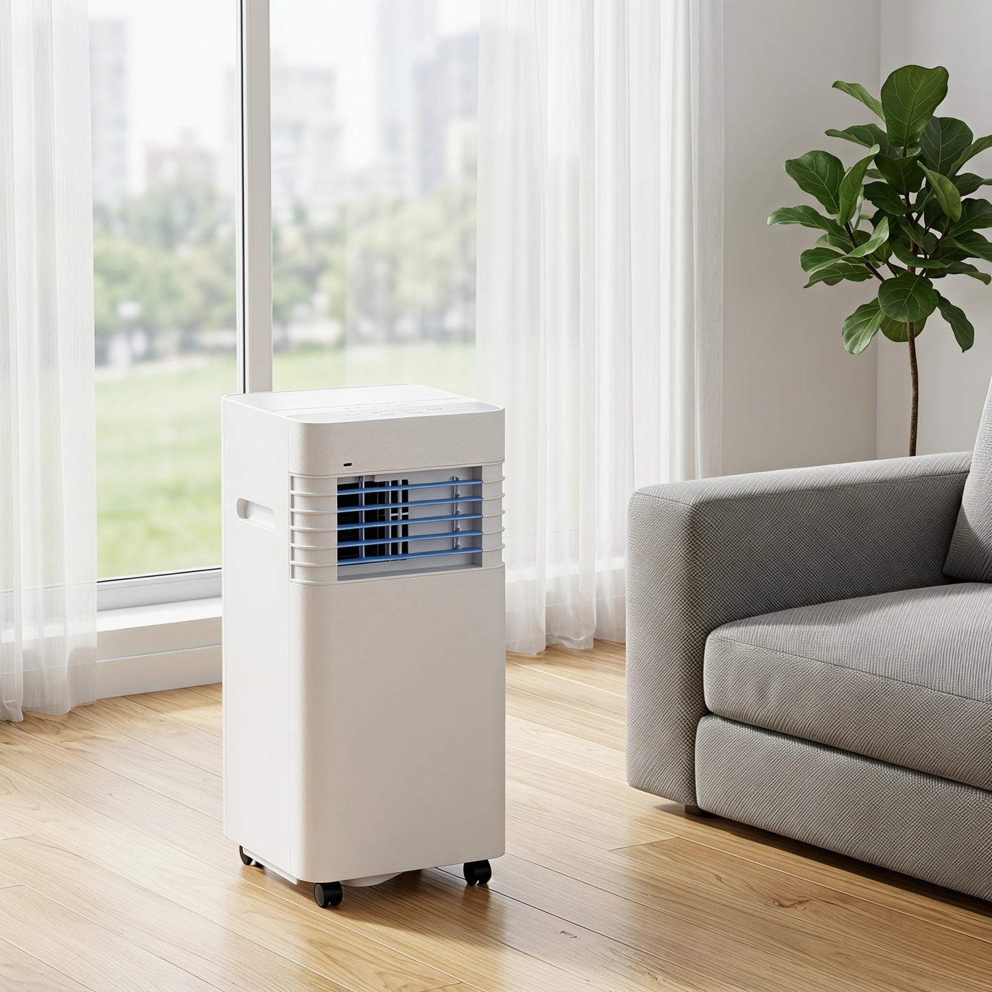 Climatiseur portable 12 000 BTU – Télécommande, minuterie 24 heures, kit d'installation, 2 vitesses, oscillation à 120 ° pour pièces jusqu'à 300 m² de refroidissement