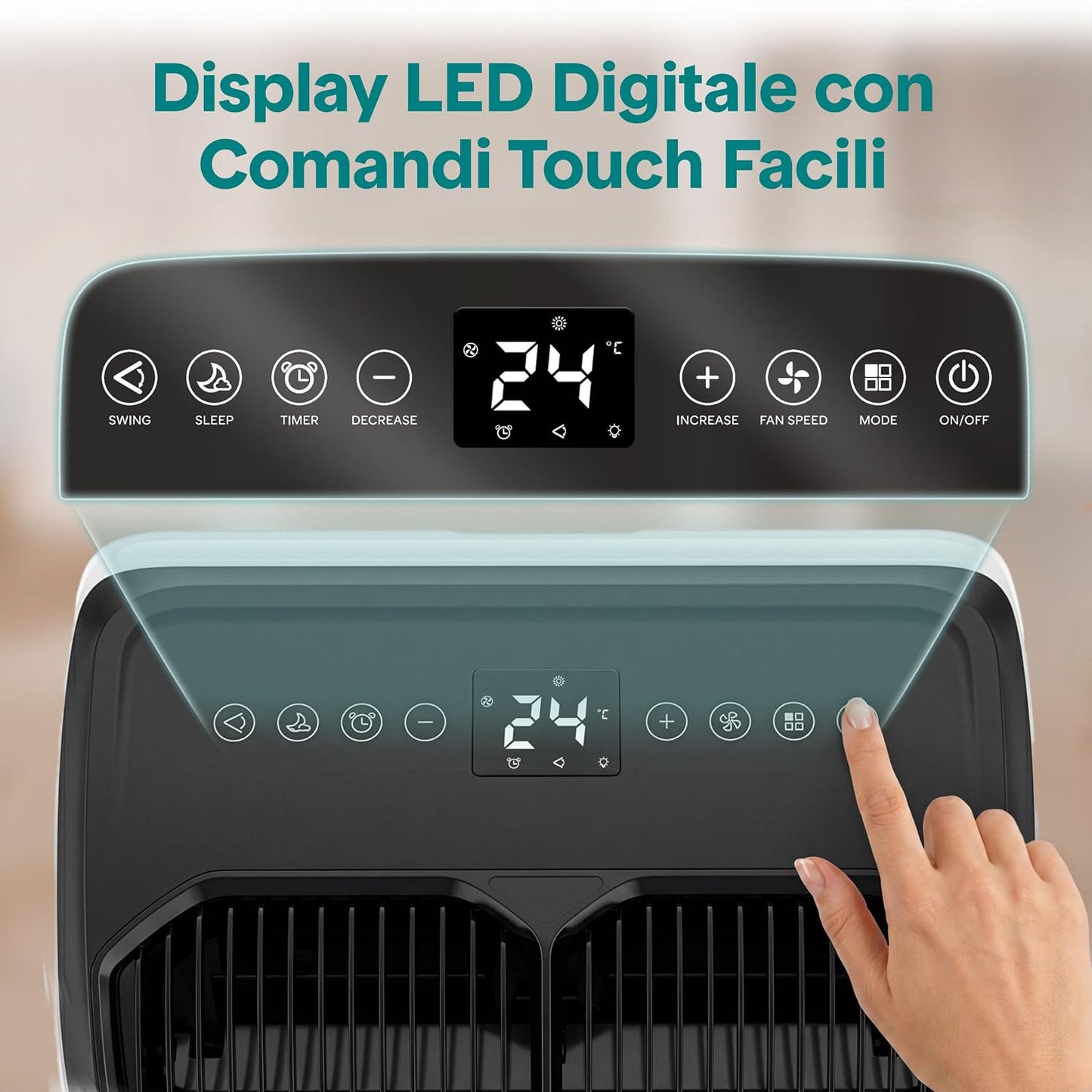 SereneLife Climatiseur Portable 12 000 BTU – Clim Mobile 3 en 1 Silencieuse avec WiFi, Déshumidificateur, Ventilation, Rafraîchisseur d’Air, Kit Fenêtre, Télécommande, Contrôle APP, Minuterie 24 h