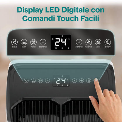 SereneLife Climatiseur Portable 12 000 BTU – Clim Mobile 3 en 1 Silencieuse avec WiFi, Déshumidificateur, Ventilation, Rafraîchisseur d’Air, Kit Fenêtre, Télécommande, Contrôle APP, Minuterie 24 h