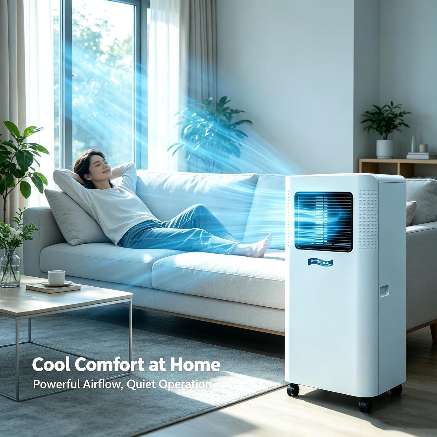 Climatiseur Mobile 2600 W 1.5P | Avec 4 roulettes, puissance de refroidissement de 2600 W (pour des pièces jusqu'à 20–25 m²), 330 × 280 × 680 mm