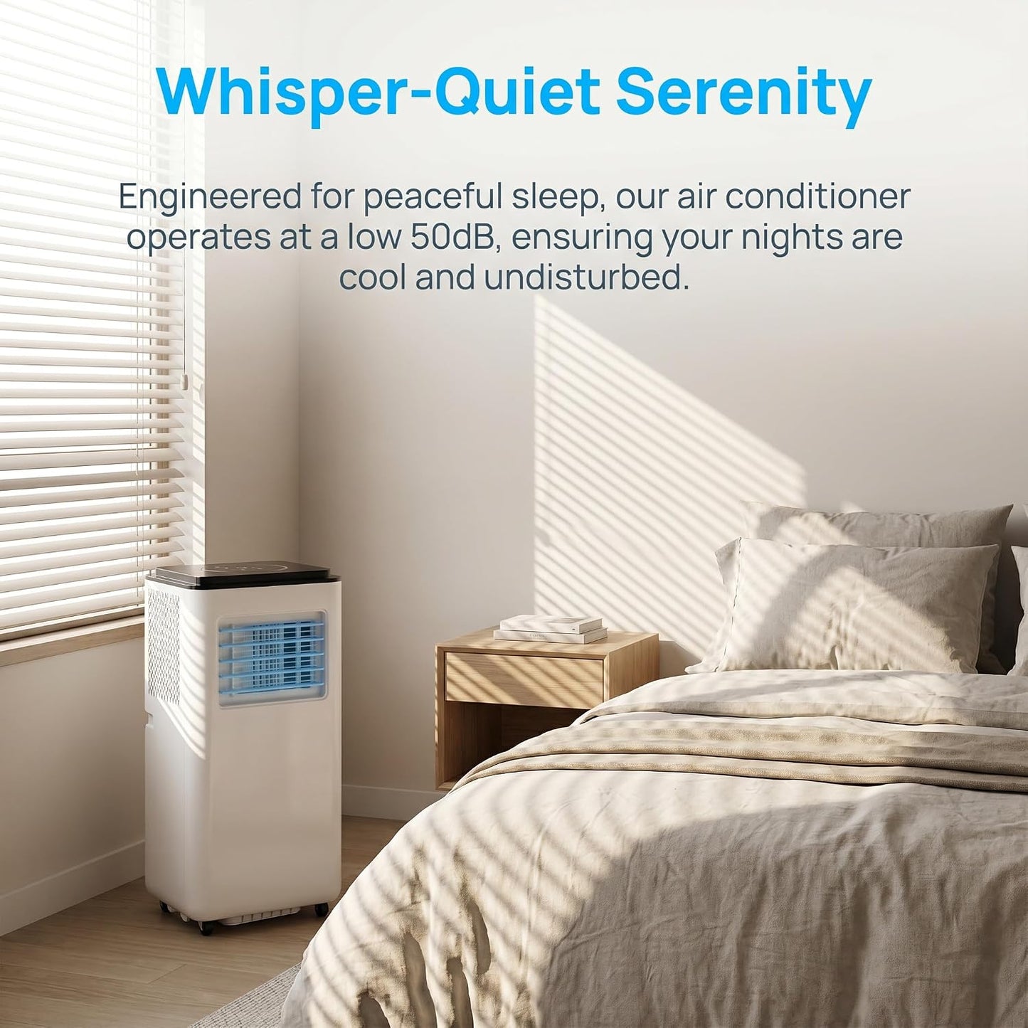 Climatiseur portable 12000 BTU avec télécommande, minuterie 24h, kit d'installation, 2 vitesses, oscillation à 120° pour pièces jusqu'à 300 m²