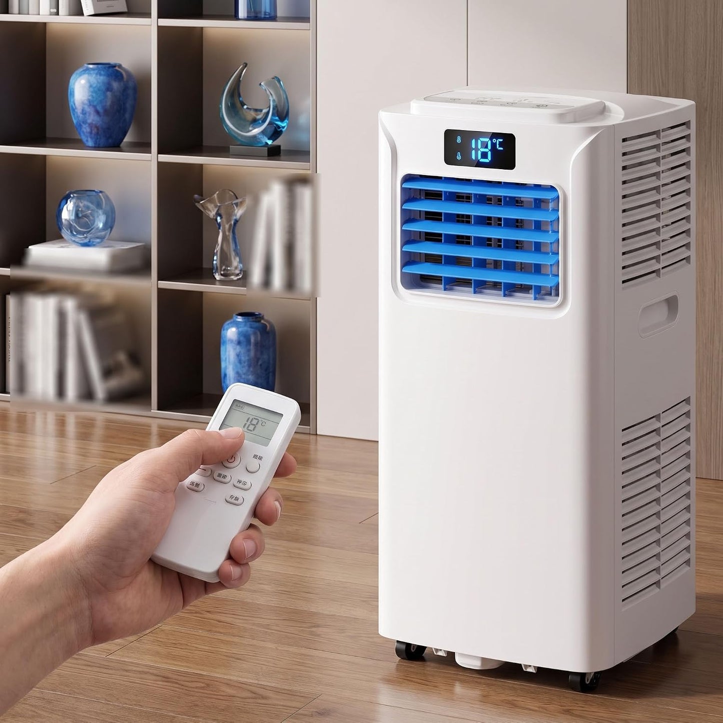 Climatiseur portable 12 000 BTU – Télécommande, minuterie 24 heures, kit d'installation, 2 vitesses, oscillation à 120 ° pour pièces jusqu'à 300 m² de refroidissement