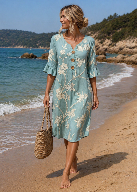 Calyra | Robe fluide estivale à boutons